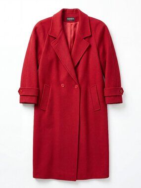 Karen 100% Wool Coat Double-Breasted Red Coat Relaxed Fit
